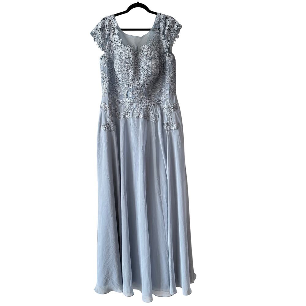 Lavetir BRYN 22461900 A-Line Princess Scoop Short Sleeves Chiffon Dress MOB sz16 - Picture 5 of 11